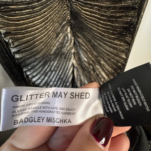 Badgley Mischka Gold Long Sleeve Dress - Picture 12 of 14